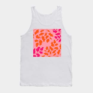 Pink and orange leaves floral pattern Tank Top